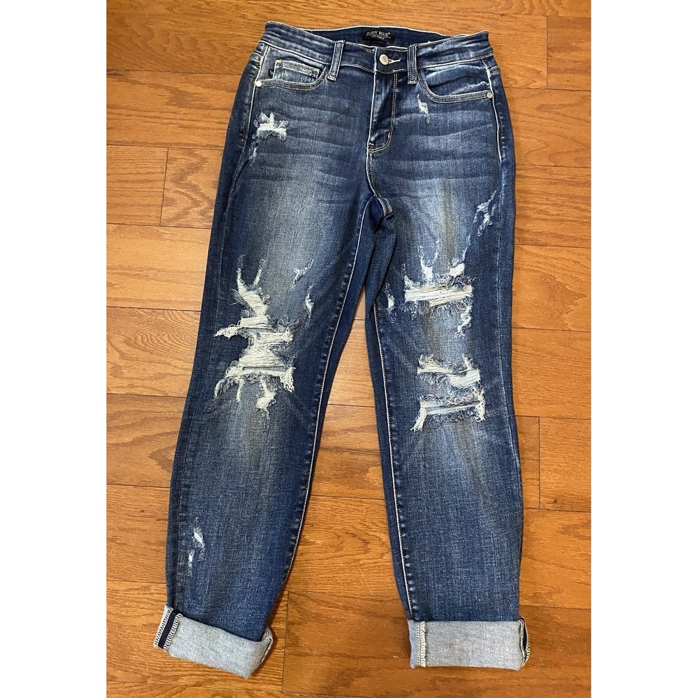 Judy Blue Boyfriend Fit Womens Distressed Jeans‎ Size 5/27 Color Blue Excellent